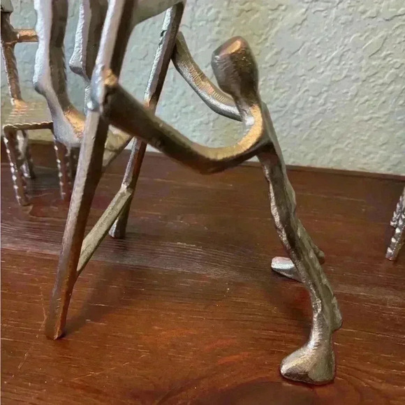 Plutus, Turre & Tagus Metal Art Sculptures Men On Ladder & Chair Set Of 3 Worker - Picture 6 of 8